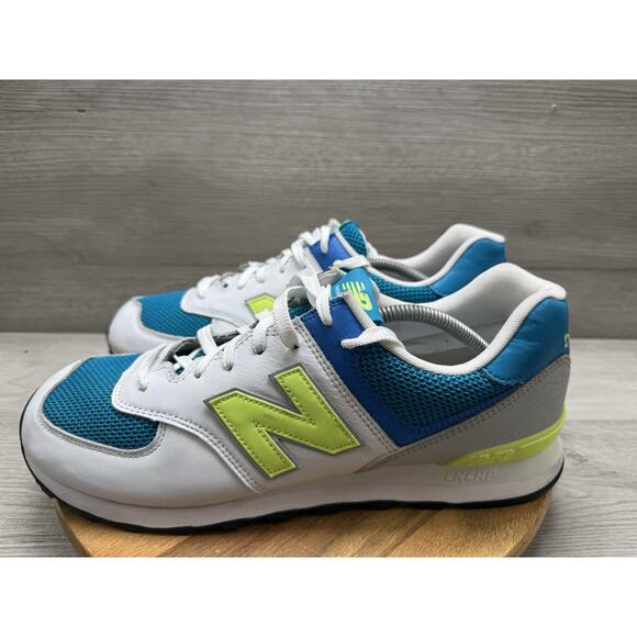 New Balance 574v2 Casual Sneakers, ML574PWB, Wht/Teal/Neon, Mens 13 main image 10